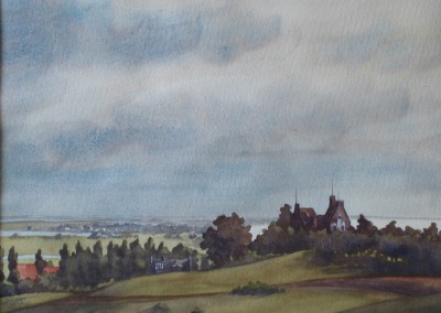 Eggert GUSTAVS (1909-1996), "Inselblick mit Lietzenburg", Aquarell (undeutlich datiert, ca. Ende 1940er Jahre)